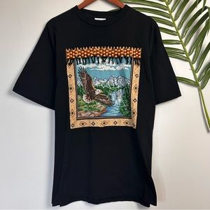 Vintage Eagle Scene Beaded Unique Graphic Tee 100% Cotton